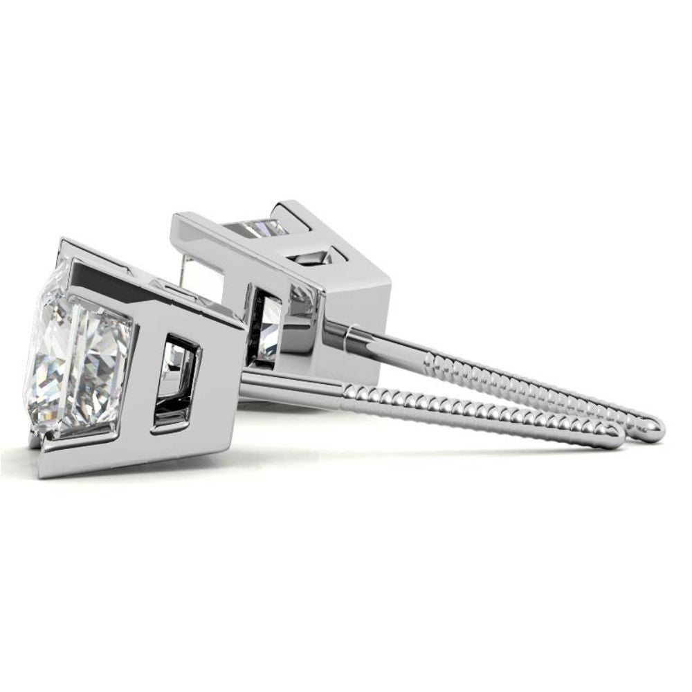 Solitaire Princess Cut Moissanite Stud Earrings For Her