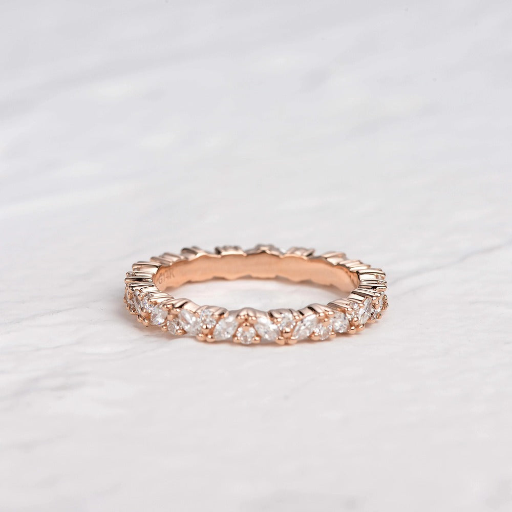 Full Eternity Marquise And Round Cut Moissanite Band