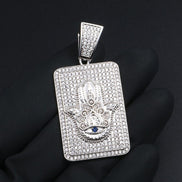 Hamsa Hand Moissanite Diamond Silver Pendant