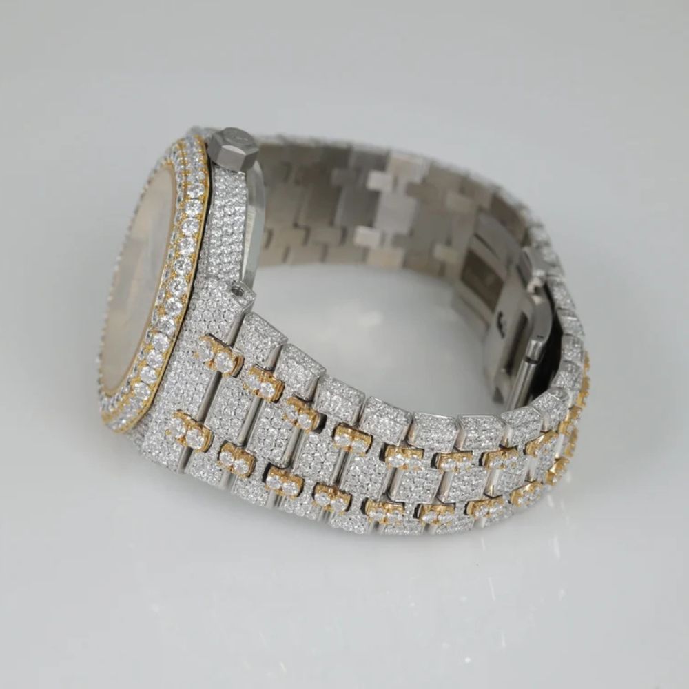 D Color Bust Down Stainless Steel Hip Hip Watch