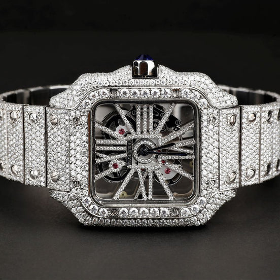 Iced Out Automatic Skeleton Moissanite Watch