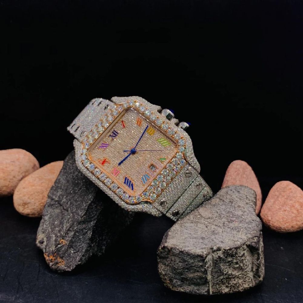 Rain Bow Roman Numeric Moissanite Diamond Watch