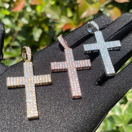 Criss Cross Iced Out Men's Pendant Moissanite Pendant
