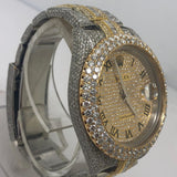 Dual Tone Round And Baguette Moissanite Wrist Watch