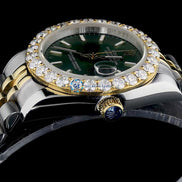 Date Just Moissanite Diamond Green Dial Classic Wrist Watch