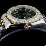 Date Just Moissanite Diamond Green Dial Classic Wrist Watch