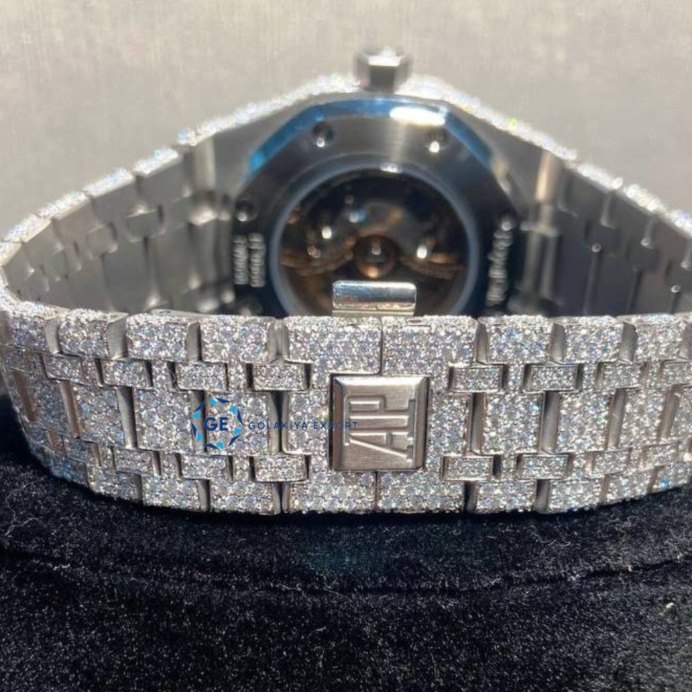 Moissanite Full Iced Out Blue Arabic Dial Hip Hop Watch