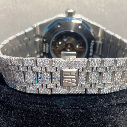 Moissanite Full Iced Out Blue Arabic Dial Hip Hop Watch