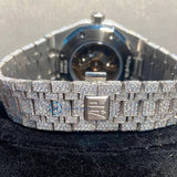 Moissanite Full Iced Out Blue Arabic Dial Hip Hop Watch