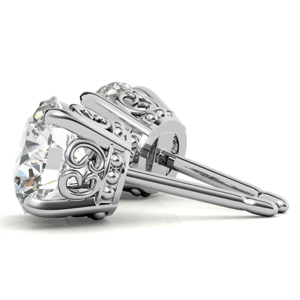 Timeless Four Prong Round Moissanite Stud Earrings