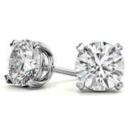Heart Shaped Prong Round Moissanite Earrings