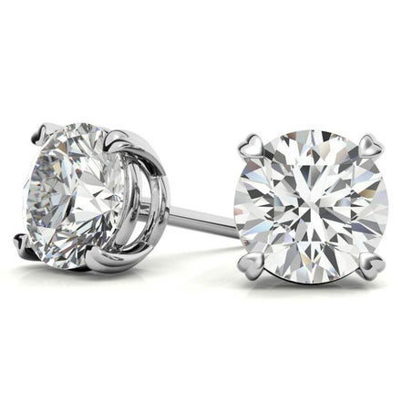 Heart Shaped Prong Round Moissanite Earrings