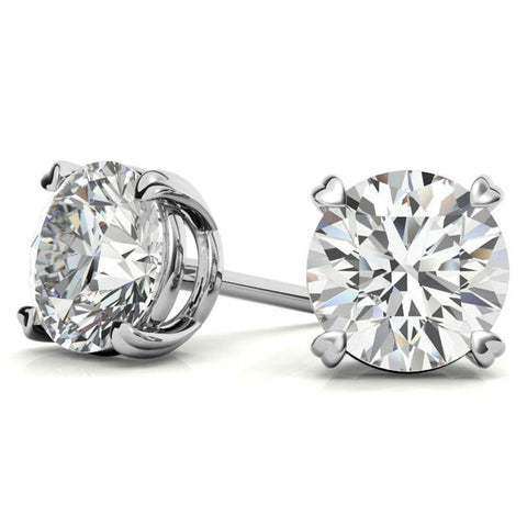 Heart Shaped Prong Round Moissanite Earrings