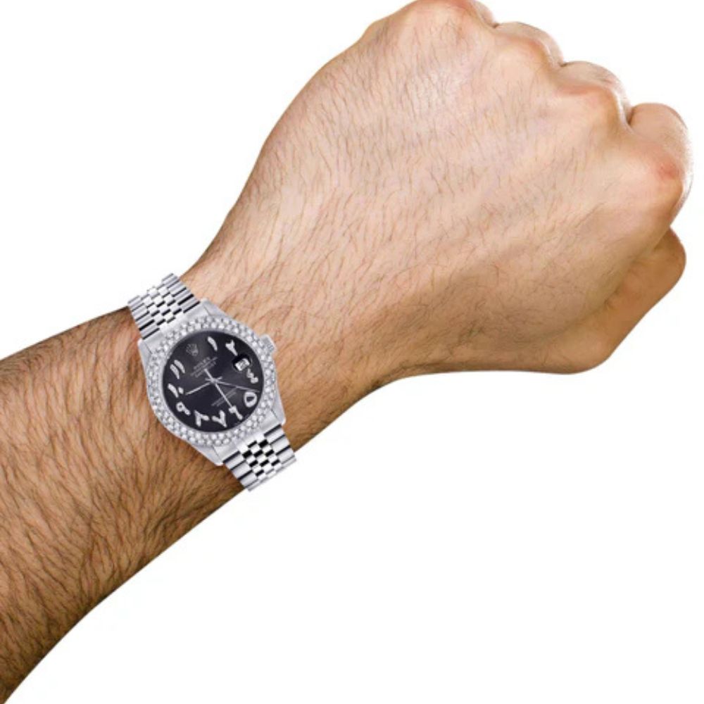 Moissanite Black Color Arabic Hip Hop Watch