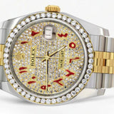 D Color Moissanite Dual Tone Red Color Arabic Dial Watch