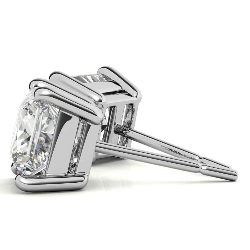 Princess Cut Moissanite Push Back Solitaire Earrings