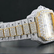 Dual Tone Iced Out Moissanite Watch For Men's