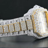 Dual Tone Iced Out Moissanite Diamond Watch For Men's