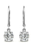 Round Cut Moissanite Lever Back Drop Earrings in White Gold