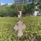 Round Cut Moissanite Diamond Iced Out Cross Pendant