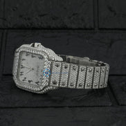 Full White Arabic Dial Moissanite Hip Hop Watch