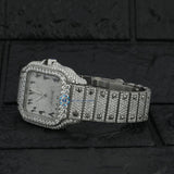 Full White Arabic Dial Moissanite Hip Hop Watch