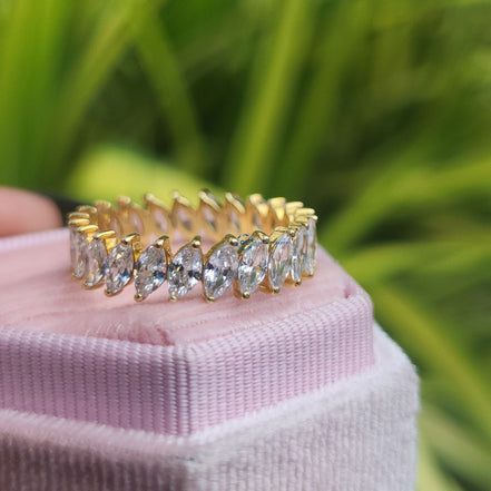 Marquise Cut Lab Grown Full Eternity Band Promise Band