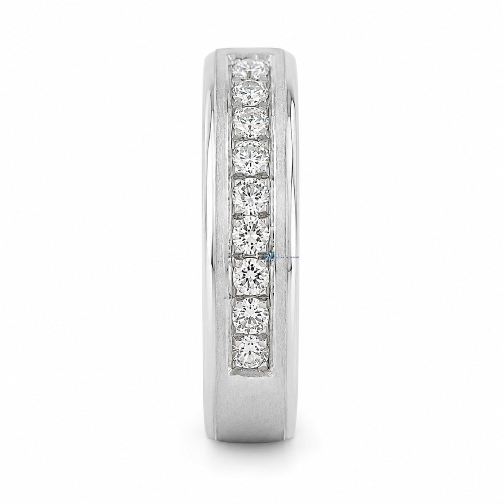 Round Cut Moissanite Channel Set Wedding Band For Men's