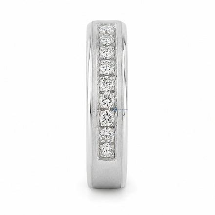 Round Cut Moissanite Channel Set Wedding Band For Men's