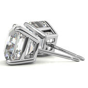 Solitaire Moissanite Assher Cut Push Back Stud Earrings