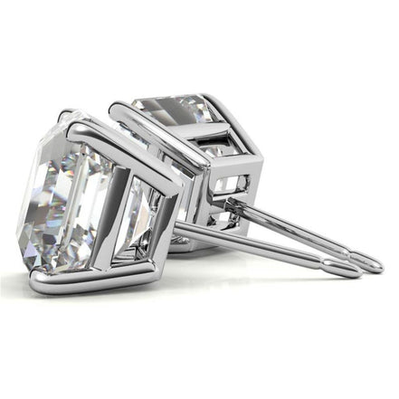 Solitaire Moissanite Assher Cut Push Back Stud Earrings
