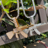 Iced Out Moissanite AK 47 Hip Hop Silver Pendant