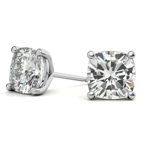 Solitaire Cushion Cut Moissanite Small Earrings