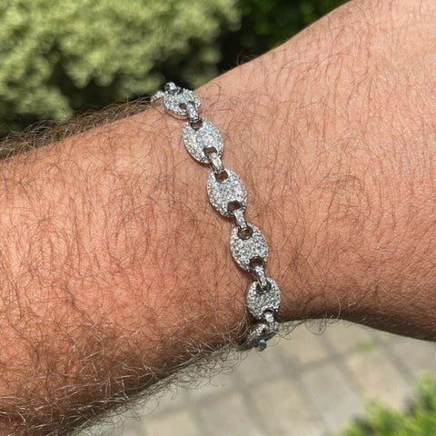 Puffed Mariner Link Moissanite Diamond Bracelet