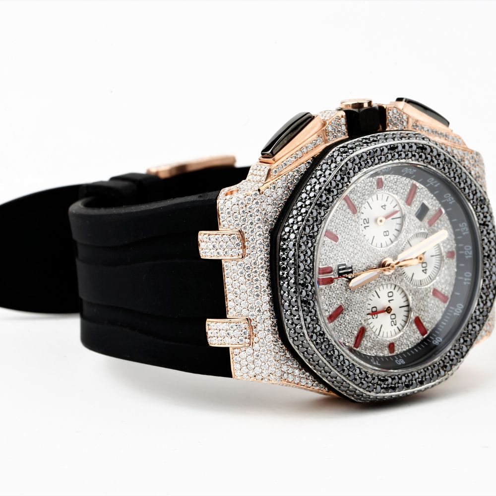 Rubber Strap Royal Oka Moissanite Watch