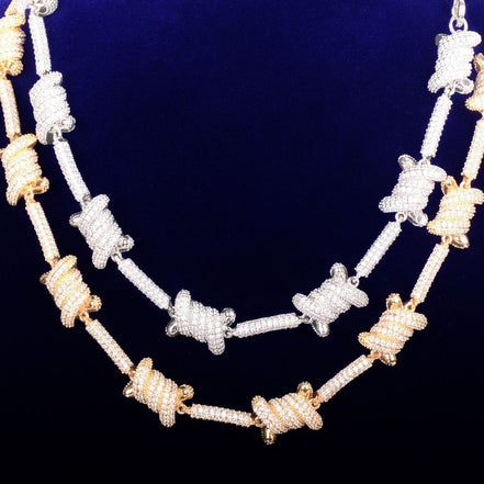 Barbed Wire Iced Out VVS1 Moissanite Chain For Men's