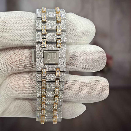 Bust Down Moissanite Dual Tone Classic Watch For Men's