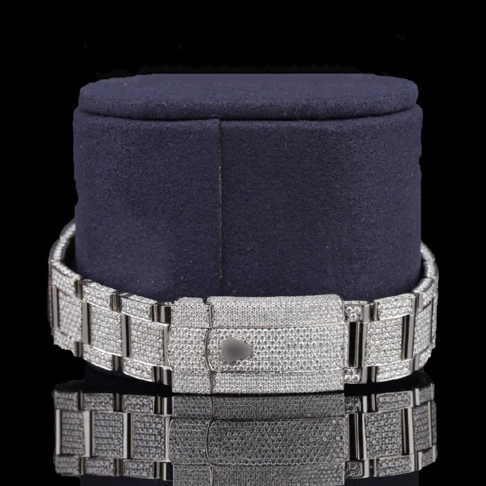 Roman Dial Fully Iced Out Moissanite Wrist Watch
