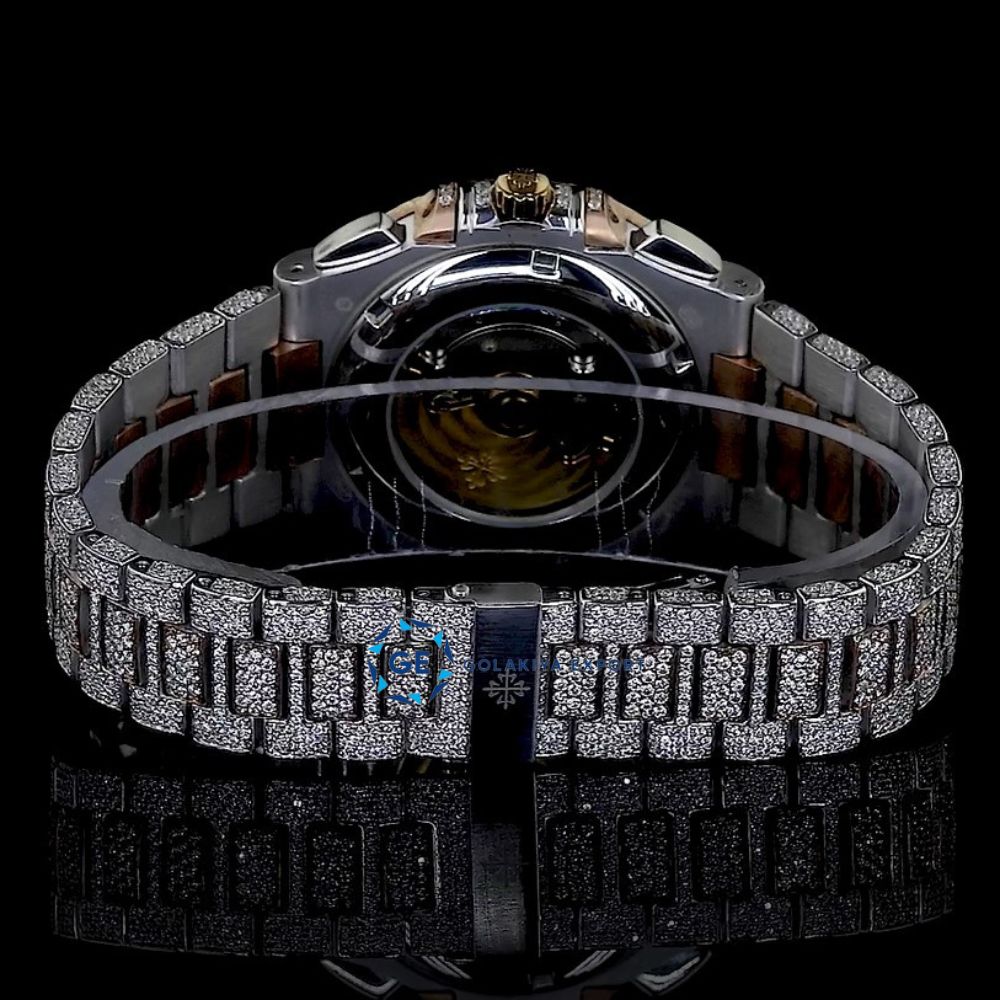 Blue Fully Iced Out Moissanite Hip Hop Stylish Watch For Men's