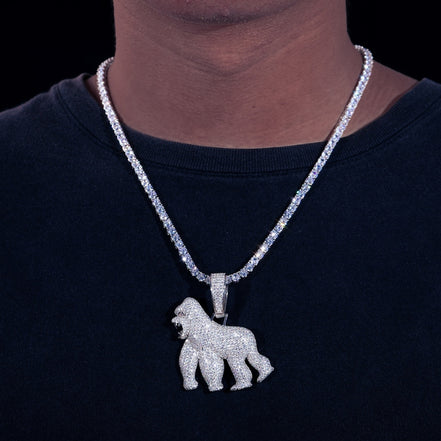925 Sterling Silver Gorilla Hip Hop Pendant