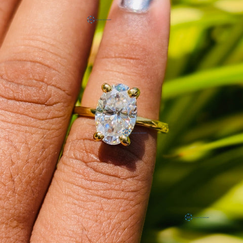 Oval Cut Lab Grown Diamond Hidden Halo Wedding Ring