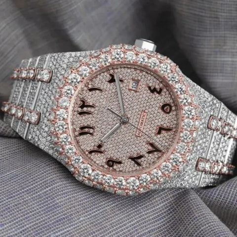 Arabic Dial Moissanite Automatic Watch For Men's