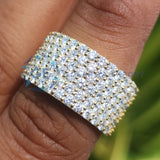 6 Row Round Cut Lab Grown Diamond Wedding Band