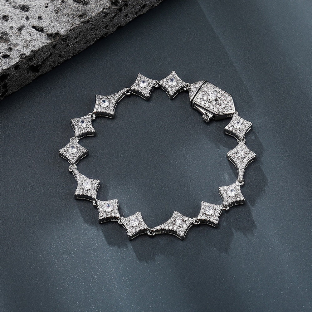 Star Link Moissanite Diamond 925 Sterling Silver Bracelet
