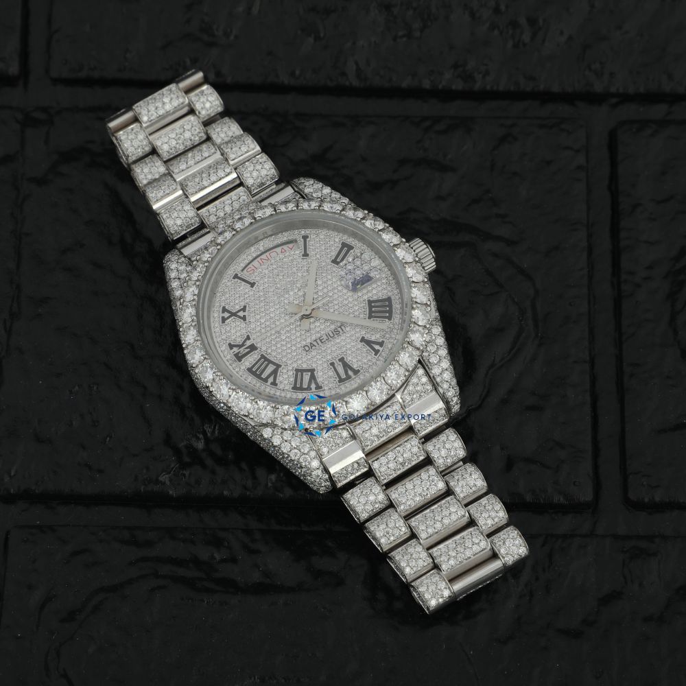 Day Date Iced Out Moissanite Full White Luxury Watch