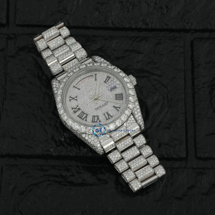 Day Date Iced Out Moissanite Full White Luxury Watch