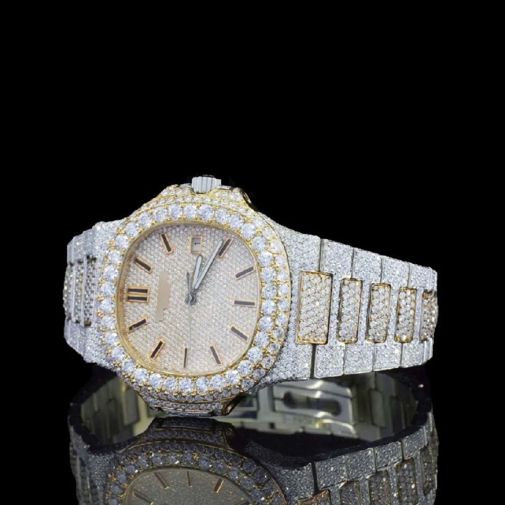 Moissanite Diamond Dual Tone Automatic Luxury Watch