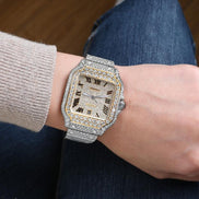 Dual Tone Moissanite Luxury Watch For Men's