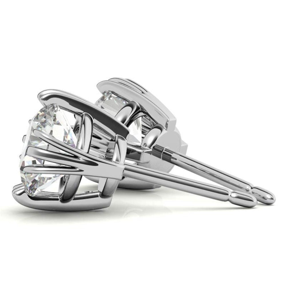 Round Cut Triple Prong Moissanite Small Earrings