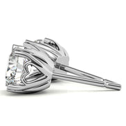 Heart Shaped Prong Moissanite Round Solitaire Stud Earrings